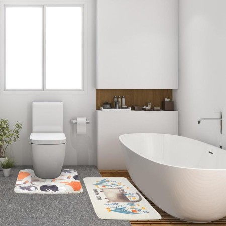Set of bathroom rugs Ethel "Kitty" 2 pcs, 80x50 cm, 50x40 cm, velor