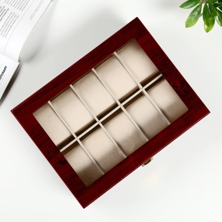 Casket Wood for the clock 10 departments "Red-brown" varnish 8x26x20 cm-4