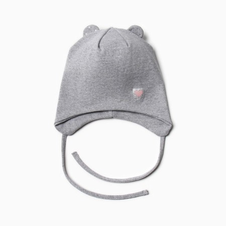 Hat double for girls, color gray melange, size 46-50