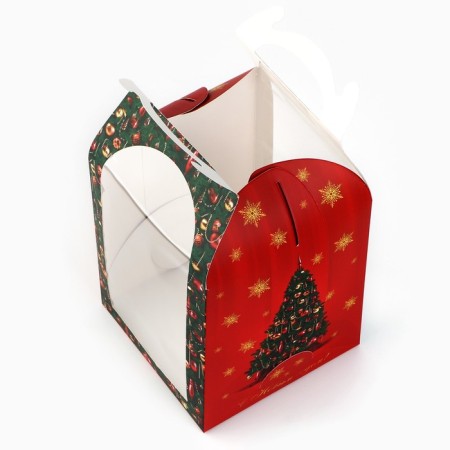 Folding box for a small cake "Luxurious Christmas tree", 15 x 15 x 18 cm, New Year-5