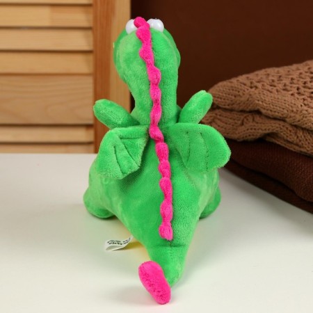 Soft toy "Dragon", with a pink back, 22 cm, green color-3