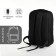 City backpack with USB from textiles with lightning, 2 pockets, black color