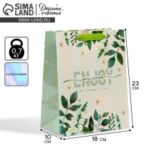 Gift package laminated, packaging, “enjoy the moment”, rainbow holography, ms 18 x 23 x 10 cm