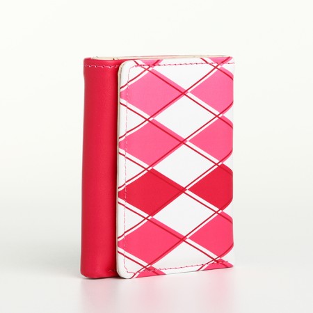 Women's wallet on the button, pink color