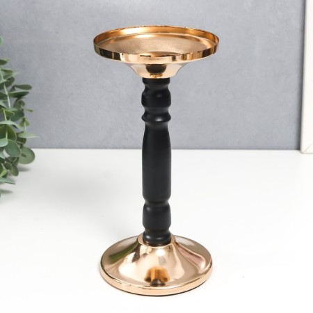 Summary Metal for 1 candle "Black Column" gold 18.5x9x9 cm-1