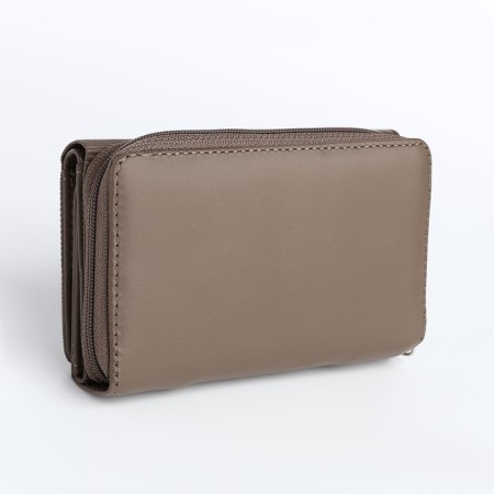 Women's wallet on the button, khaki color-1