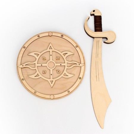 Wooden weapon "Shield and Sword" 25 × 44.5 × 5 cm