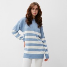 Джемпер женский MINAKU: Casual Collection цвет экрю/синий, размер 50