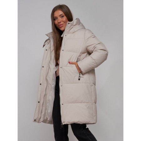 Coat insulated winter female, size 50, light-gray color-16