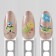 Nail stickers "Ticks and flowers", voluminous, blue/yellow/green color