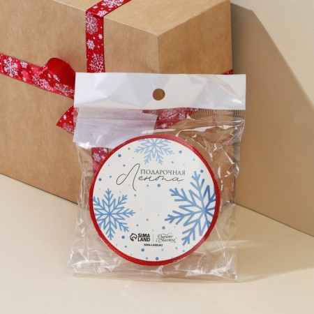 A satin decorative ribbon "Snowflakes", 1.5 cm × 5 m-1