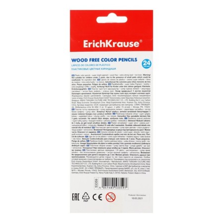 Pencils 24 colors, erichkrause, plastic, hexagonal, 3.0 mm barrels, cardboard packaging, euro suspension-3