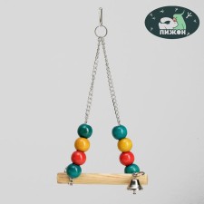 Bird swings with wooden gruel triangular, mix of flowers
