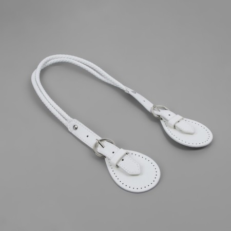 Handle for bags, cords, 60 × 1.8 cm, with sewing loops 5.8 cm, white/silver color-1