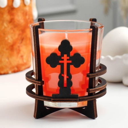 Easter candle in a glass Aromatic "Orthodox Cross", 10x9.5 cm, 290 g, citrus