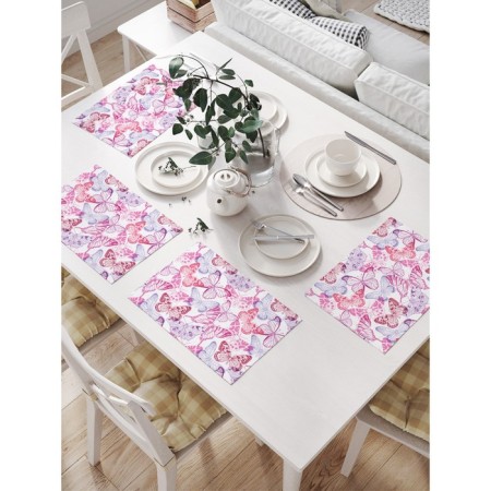 A set of napkins for setting the table "Bright butterflies", rectangular, size 32x46 cm, 4 pcs