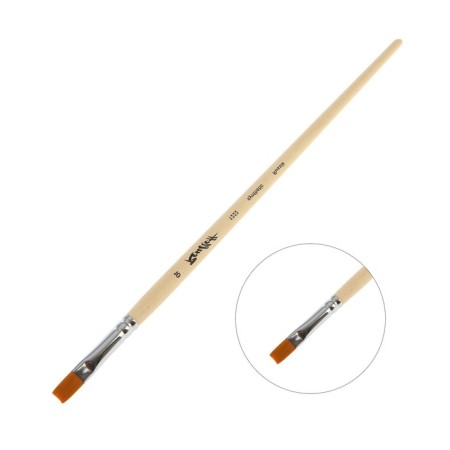 Synthetic brush, flat, soft, rubloff series 1222 No. 10, a long handle is saturated with varnish, white clip