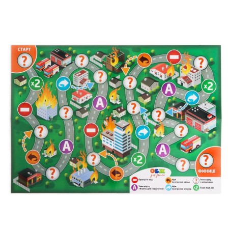 Board game "OBZH for children. Rescue team ”, 60 cards, 6 chips, playing field, cube, 6+-3