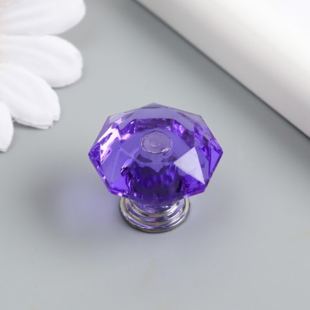 Handle for the casket Metal "Violet Crystal" silver 2.6x2.6x2.4 cm-1