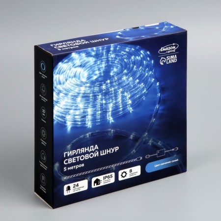 Luazon Lighting 10 mm light cord, IP65, 5 m, 24 LED/m, 220 V, 8 modes, glow of blue-9