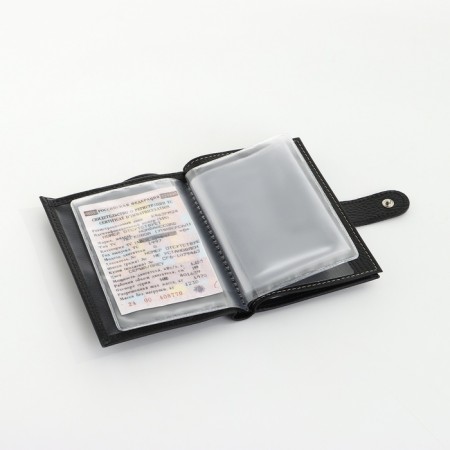 Cover for car documents and passports, department for bills, fleet, black color-5