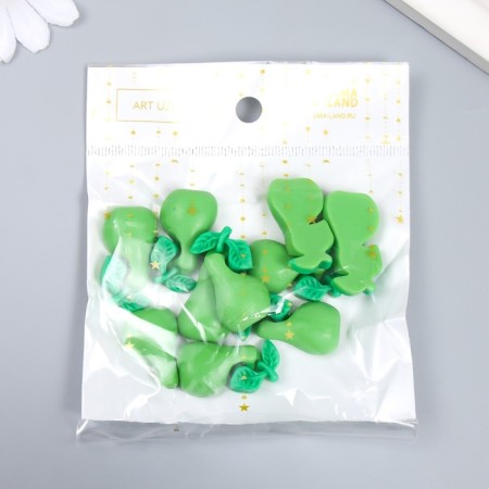 Decor for creativity plastic "Green pear with leaves" set 10 pcs 3x1.5 cm-3