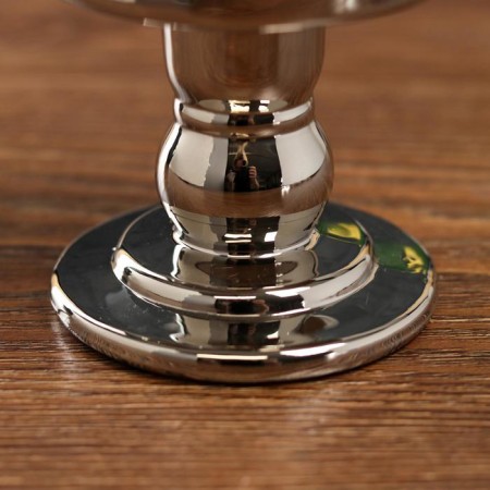 Glass of glass per 1 candle "Podium" silver chrome 8.5x8.5x8.5 cm-2