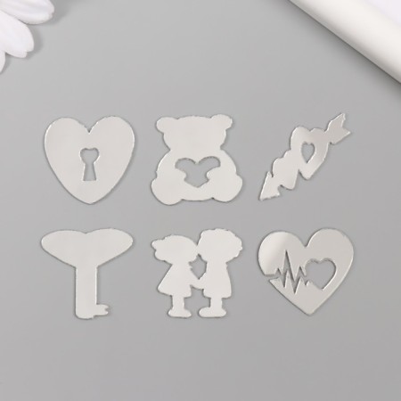 Decor for creativity plastic mirror "love" set 6 pcs