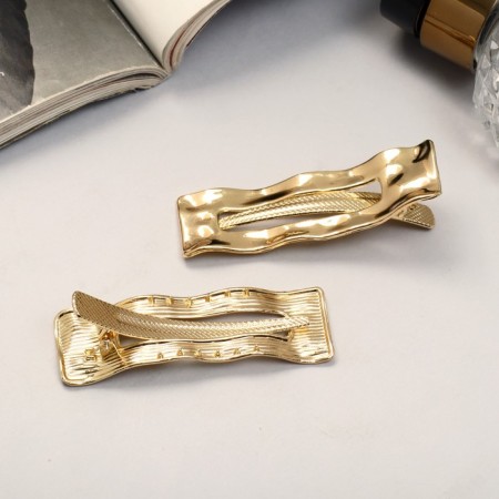 Liberty hair clip (set 2 pcs) is a straight wave, 6.5 cm, gold-1