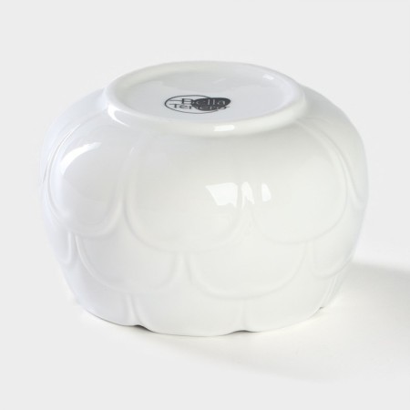 Porcelain sugar tower with a spoon on the Bellatenero bamboo stand, 350 ml, white color-4