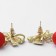 New Year! Earrings "New Year" bows, white-red color in gold