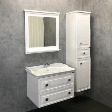 Comforty Ferrara 80 mirror, white gloss, 78x77 cm-2