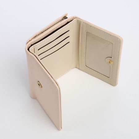 Women's wallet on the button, beige color-2