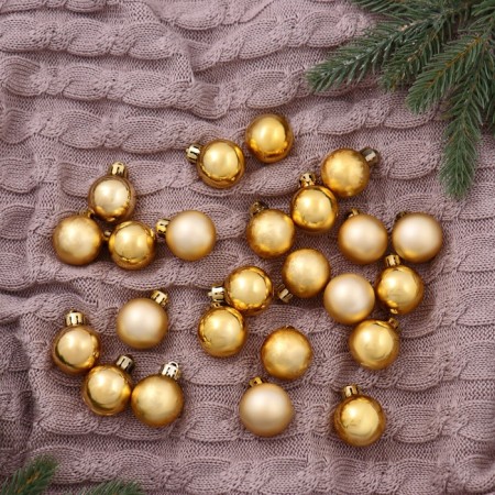 Set of balls plastic D-3 cm, 24 pcs "Classic Assorted" Gold