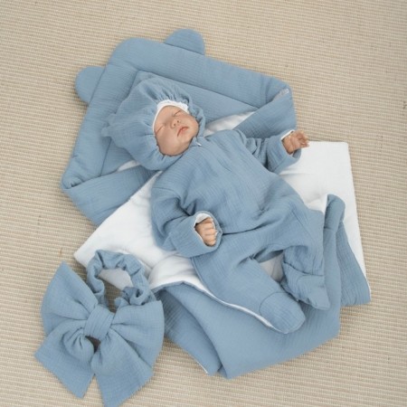Kinderlitto “Muslin” discharge kit, 4 items, height 50-56 cm, gray-blue color-7
