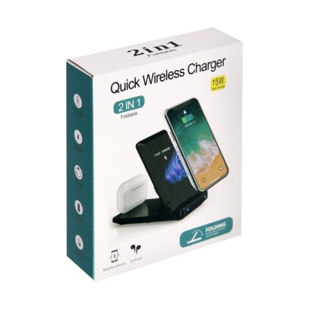 Wireless charger H16, 15 W, folding, black-9