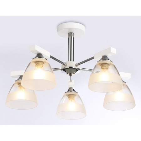 Suspended chandelier Ambrella Light, Traditional, TR9093, 5HE27, white color, chrome-3