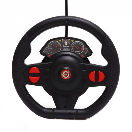 The radio -controlled "coupe" machine includes pedal and steering wheel, works on batteries, the color is blue-6