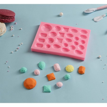Mold Dolyana "Precious Stones", silicone, 13.4 × 9.8 cm, pink color-5