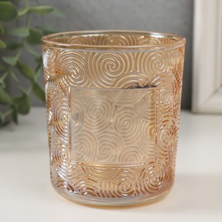 Bank for candles glass "Whirlwind" transparent orange 350 ml 8.5x8.5x10 cm