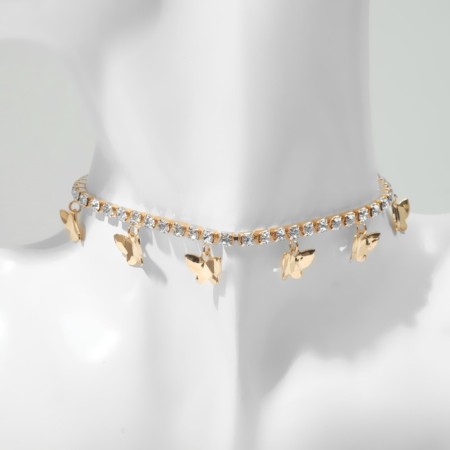 Choker "Butterflies" miniature, white color in gold, 30 cm