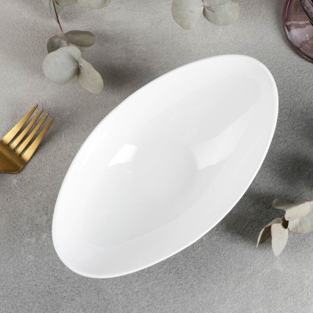Porcelain salad Wilmax olivia, 20.5 × 11.5 cm, white color-1