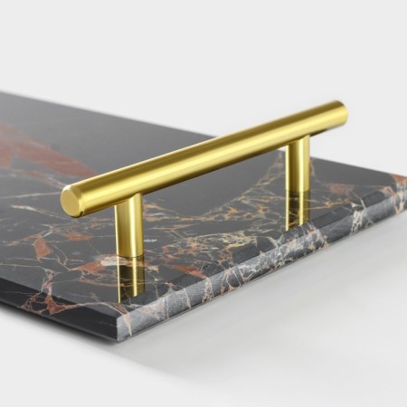 Magistro Marble marble tray, 38 × 18 cm, black color-2