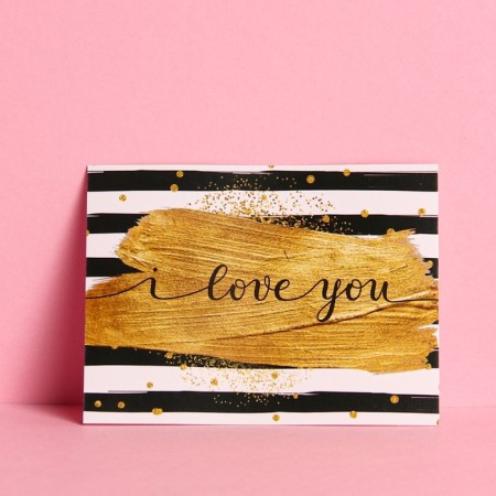 Postcard —a Love You, striped, 8 × 6 cm