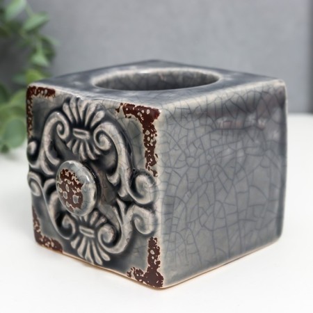 Ceramics candlestick for 1 candle "Plant pattern" MIX 7x9x7.5 cm-4