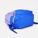 A backpack with a zipper, 4 outer pockets, lilac color/blue color