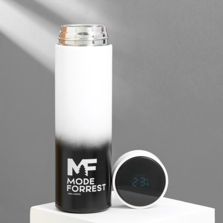 Thermos with a temperature indicator Mode Forrest, 500 ml black and white, retains heat 8-10 hours-3