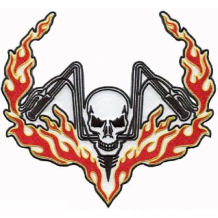 Skull "Skull with a steering wheel and flame", 20 x 18 cm