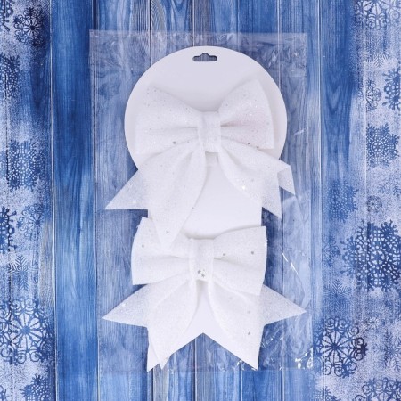 Christmas tree decoration "Balt with stars" (set 2 pcs) 12x12 cm, white-1