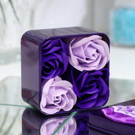 Soap roses, purple and white, set 4 pcs.-5